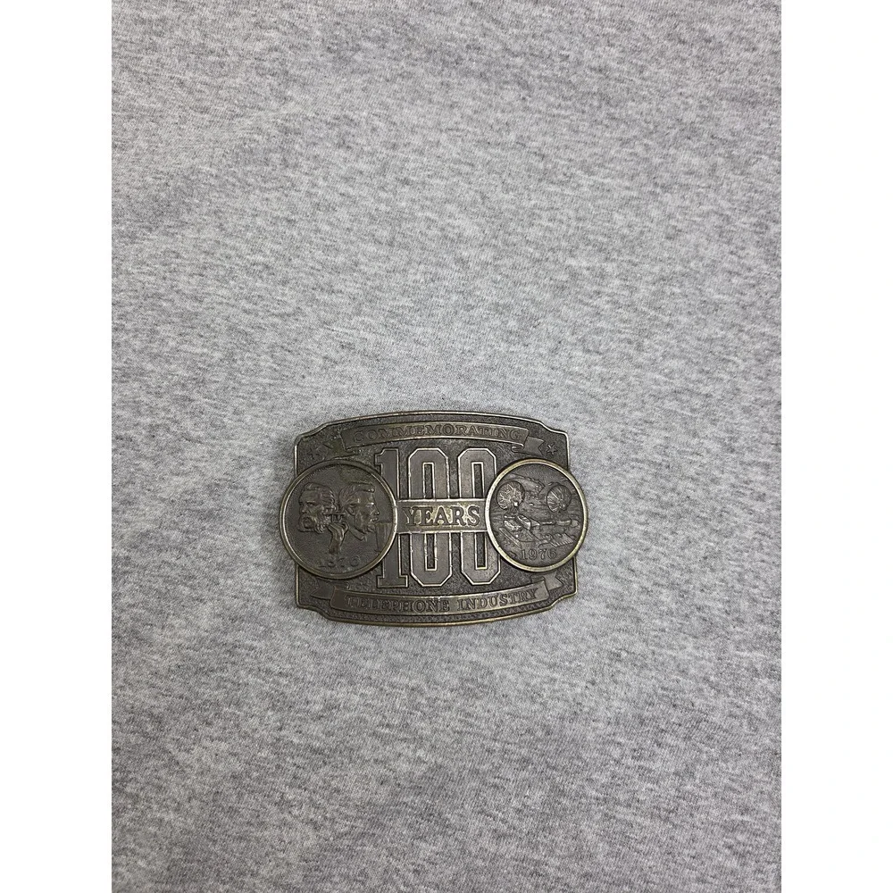 Lewis Telephone Pioneers 100 Years Industry Brass Belt Buckle